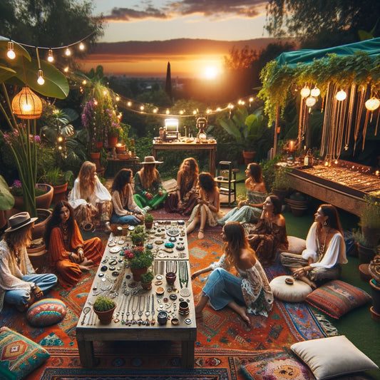 boho permanent jewelry party outside