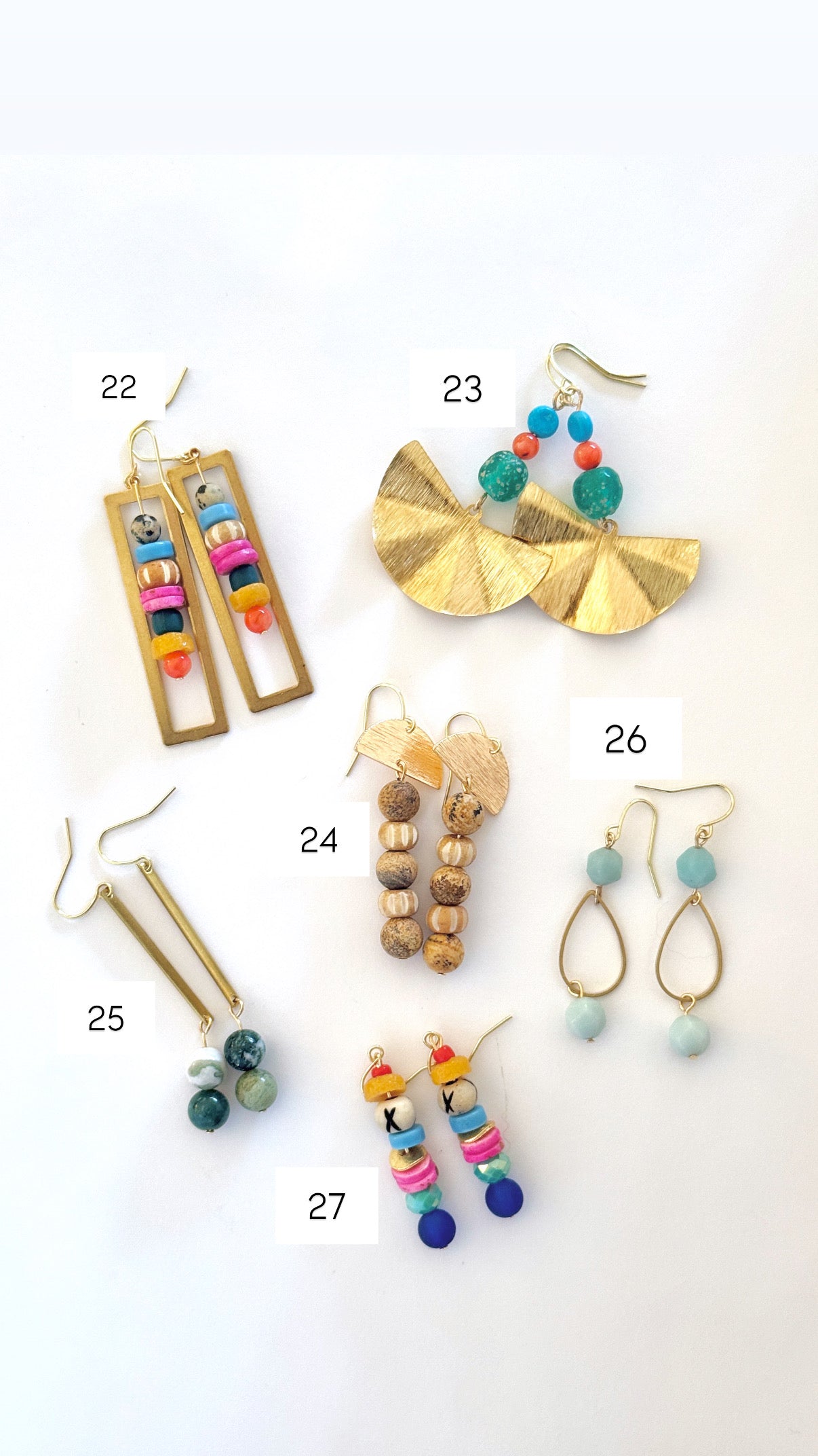 Earrings Gemstones + Brass Variety