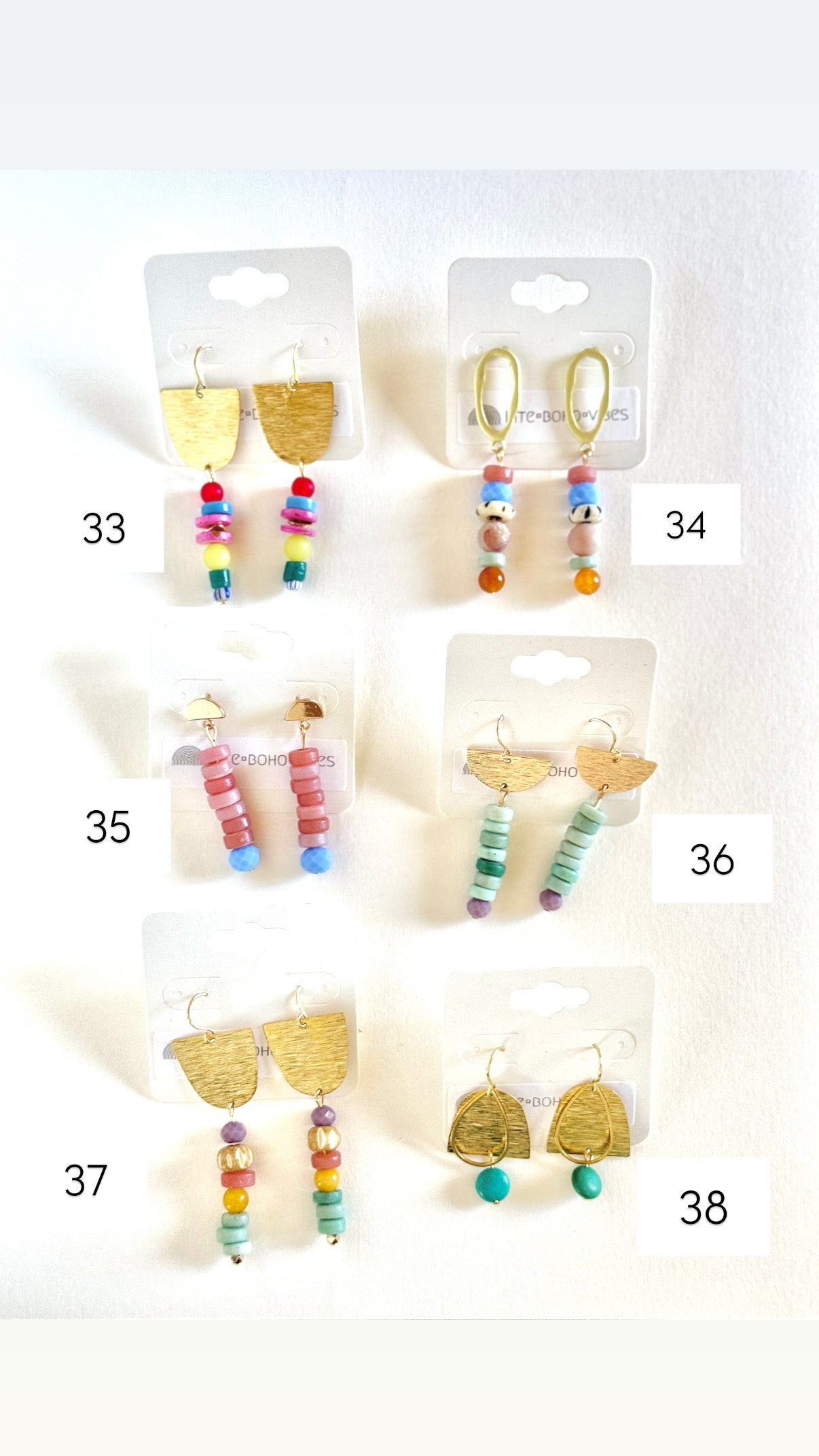 Earrings Gemstones + Brass Variety