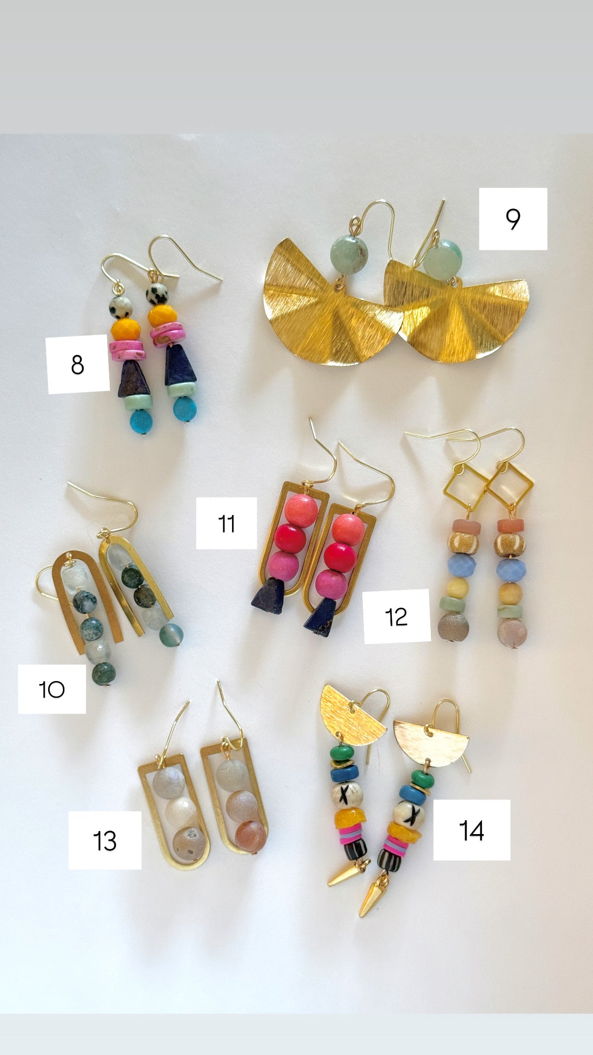 Earrings Gemstones + Brass Variety