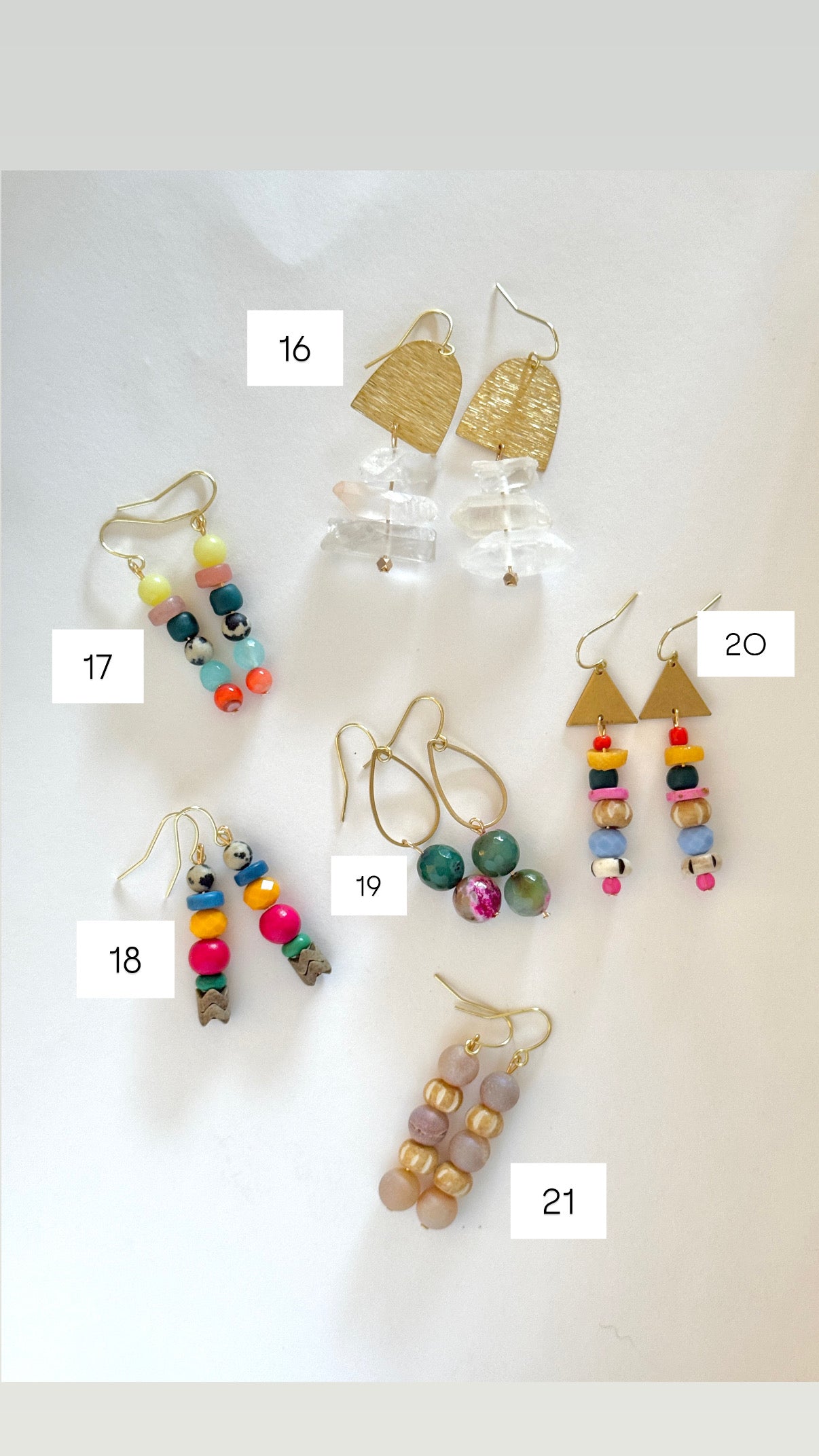 Earrings Gemstones + Brass Variety