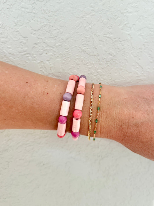 Pink Ombre Wood Bracelet