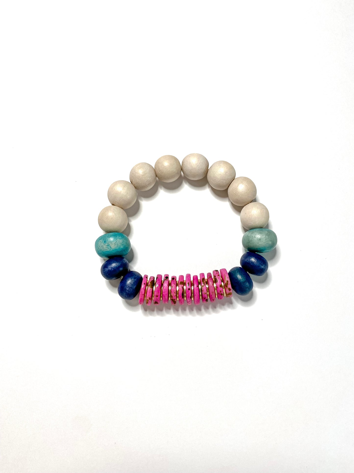 Tourmaline Pink Bone with 14k gold and wood beads